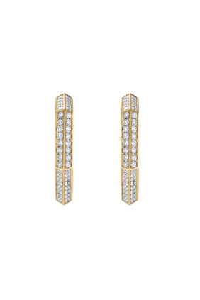 Carlyle Hoop Earrings, 18K Yellow Gold & Diamonds